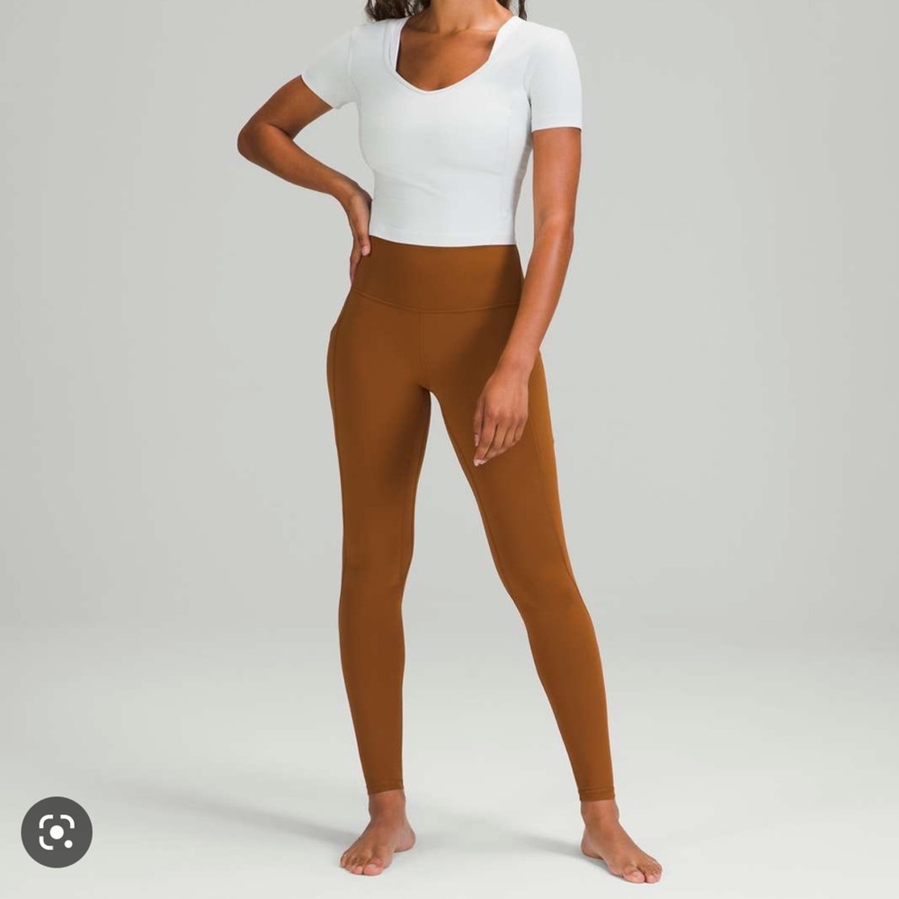 Lululemon Align leggings in copper - size 6. With pockets, barely worn. 28”.